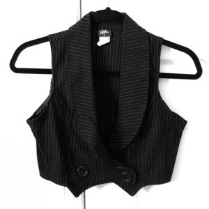 [SOLD] Black with White Pinstripes Bust Vest
